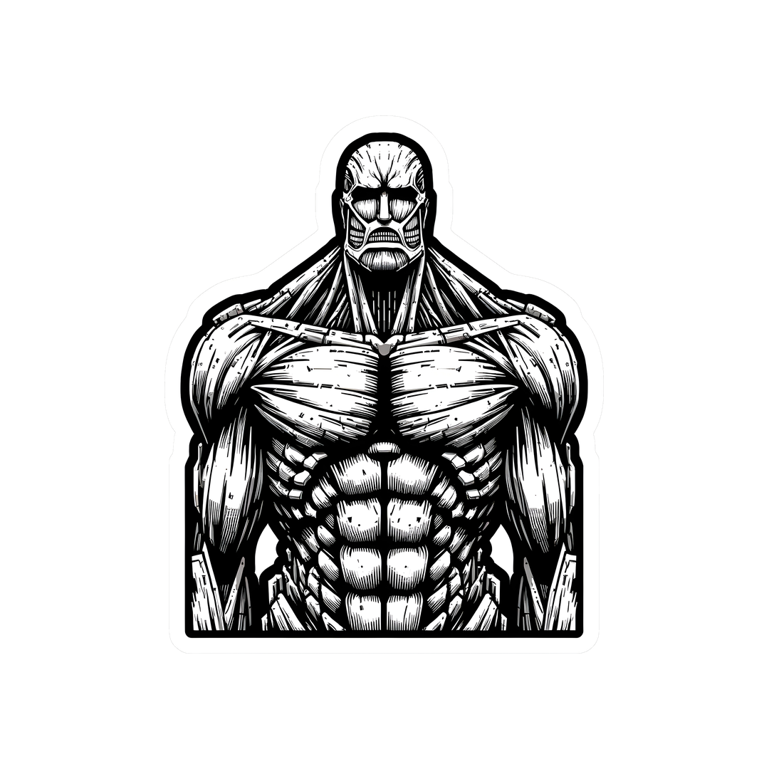 colossal titan black white aot sticker