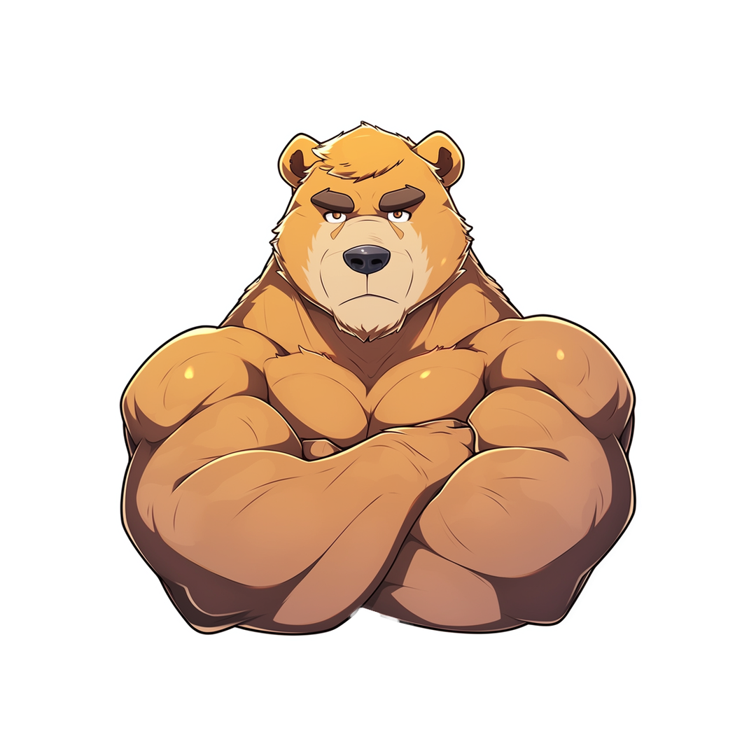 cool bear bodybuilder sticker