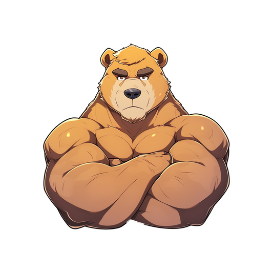cool bear bodybuilder sticker
