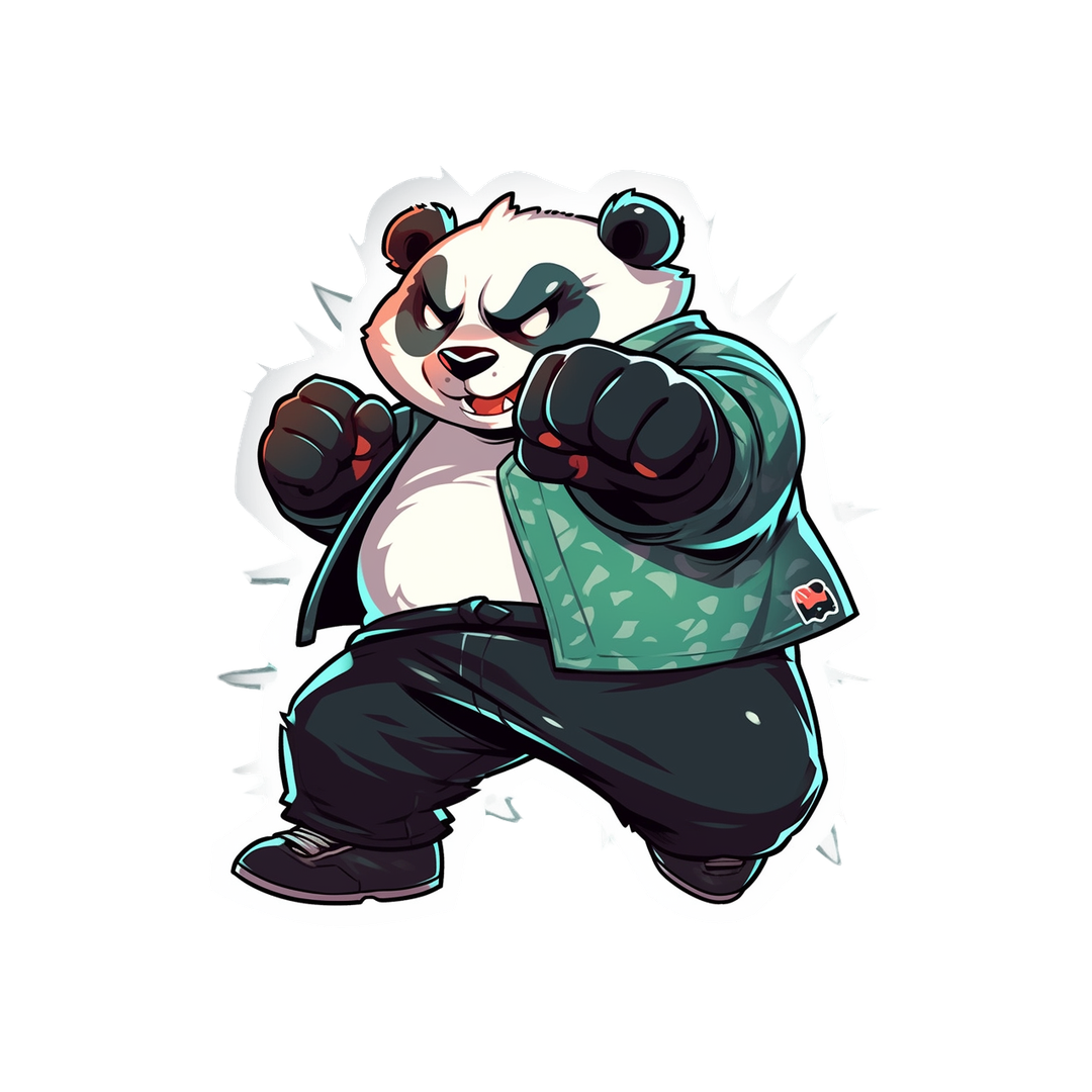 cool panda training strikes sticker