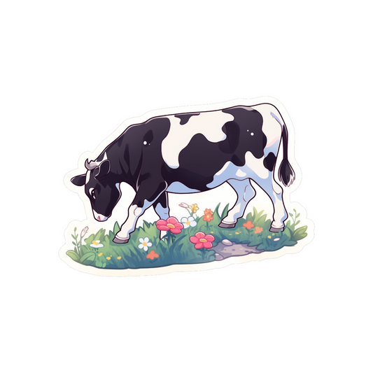 cow in pasture sticker