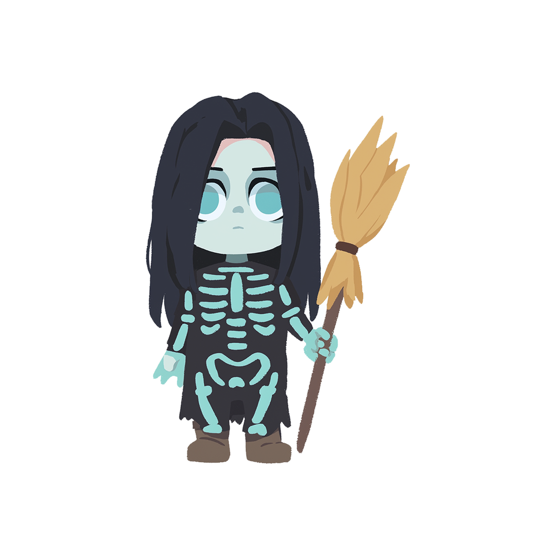 creepy skeleton hallowen sticker