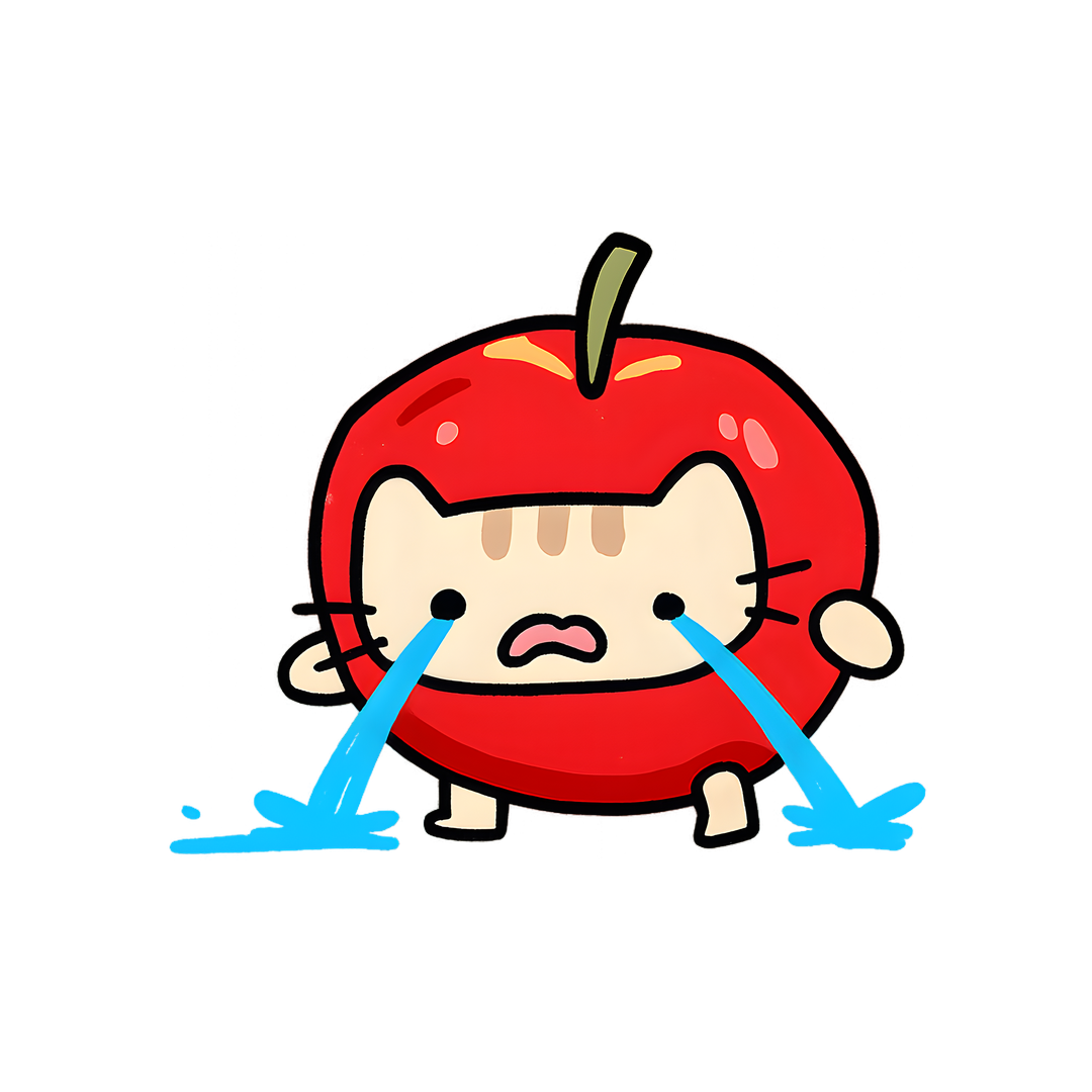 crying apple cat sticker