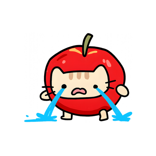 crying apple cat sticker
