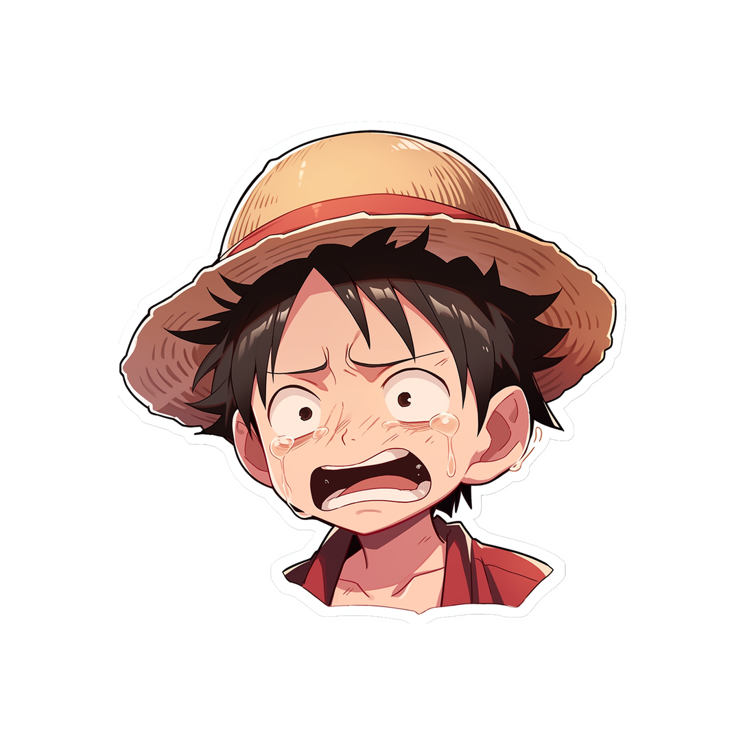 crying monkey d luffy one piece sticker