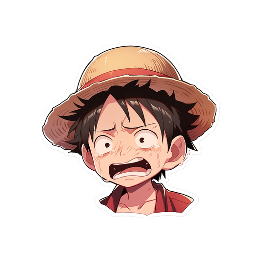 crying monkey d luffy one piece sticker