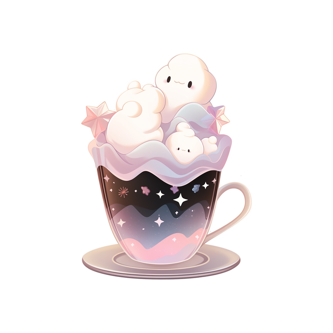 cup with cute marshmallows sticker