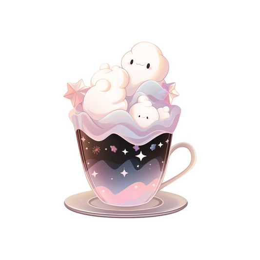 cup with cute marshmallows sticker