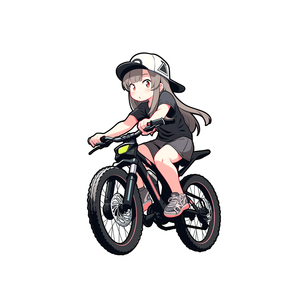 cute anime girl on mountain bike sticker