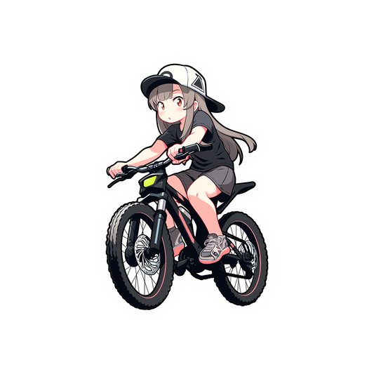 cute anime girl on mountain bike sticker