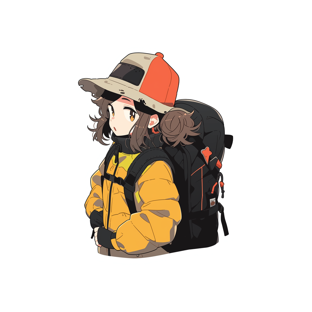 cute anime girl with backpack sticker