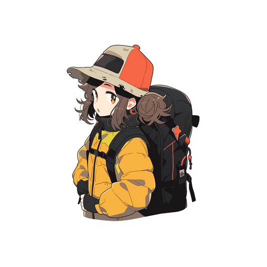 cute anime girl with backpack sticker