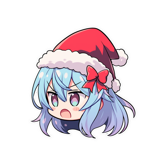 cute anime girl with santa hat sticker