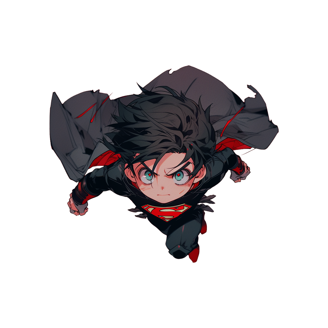 cute anime superman black suit sticker