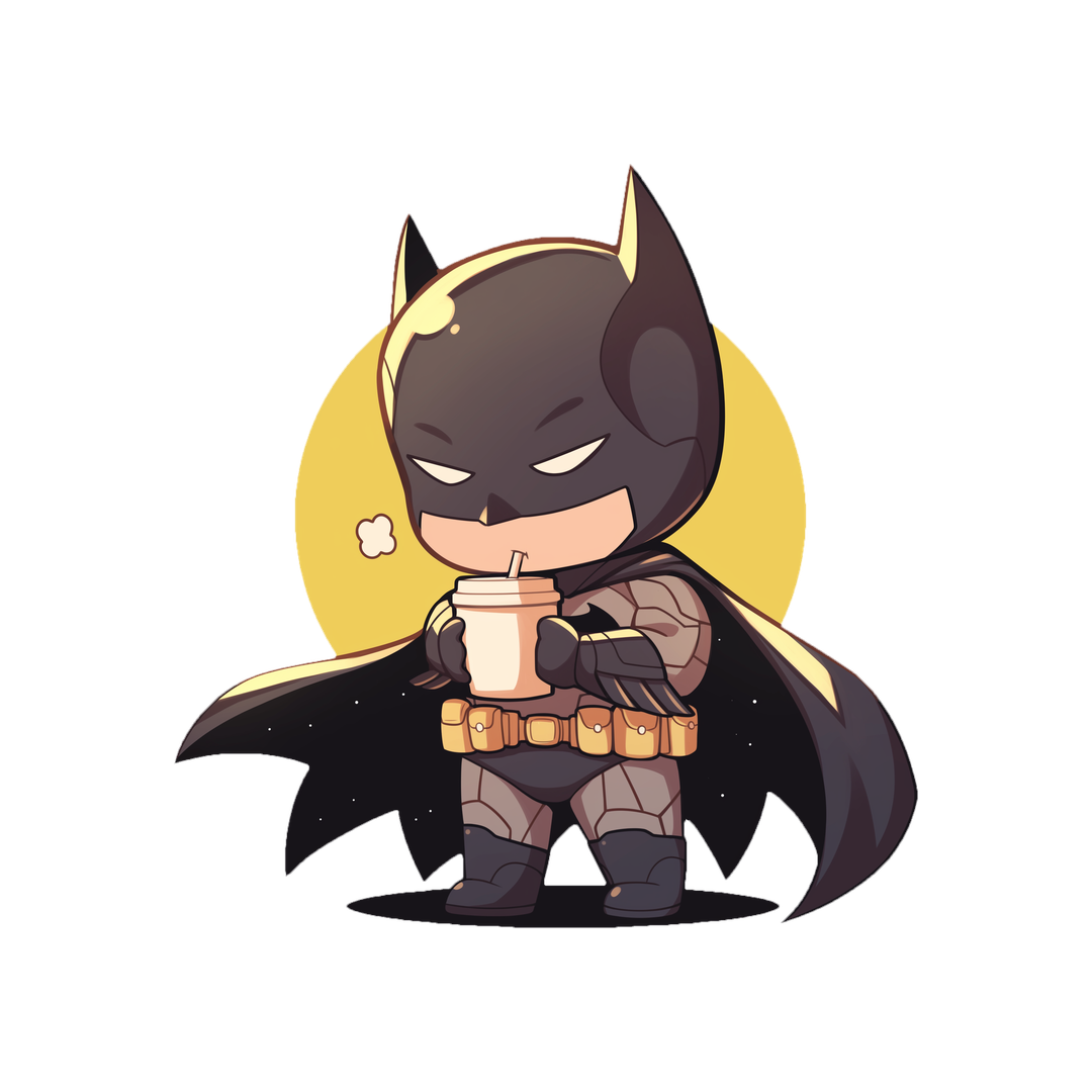 cute batman drinks coffee sticker