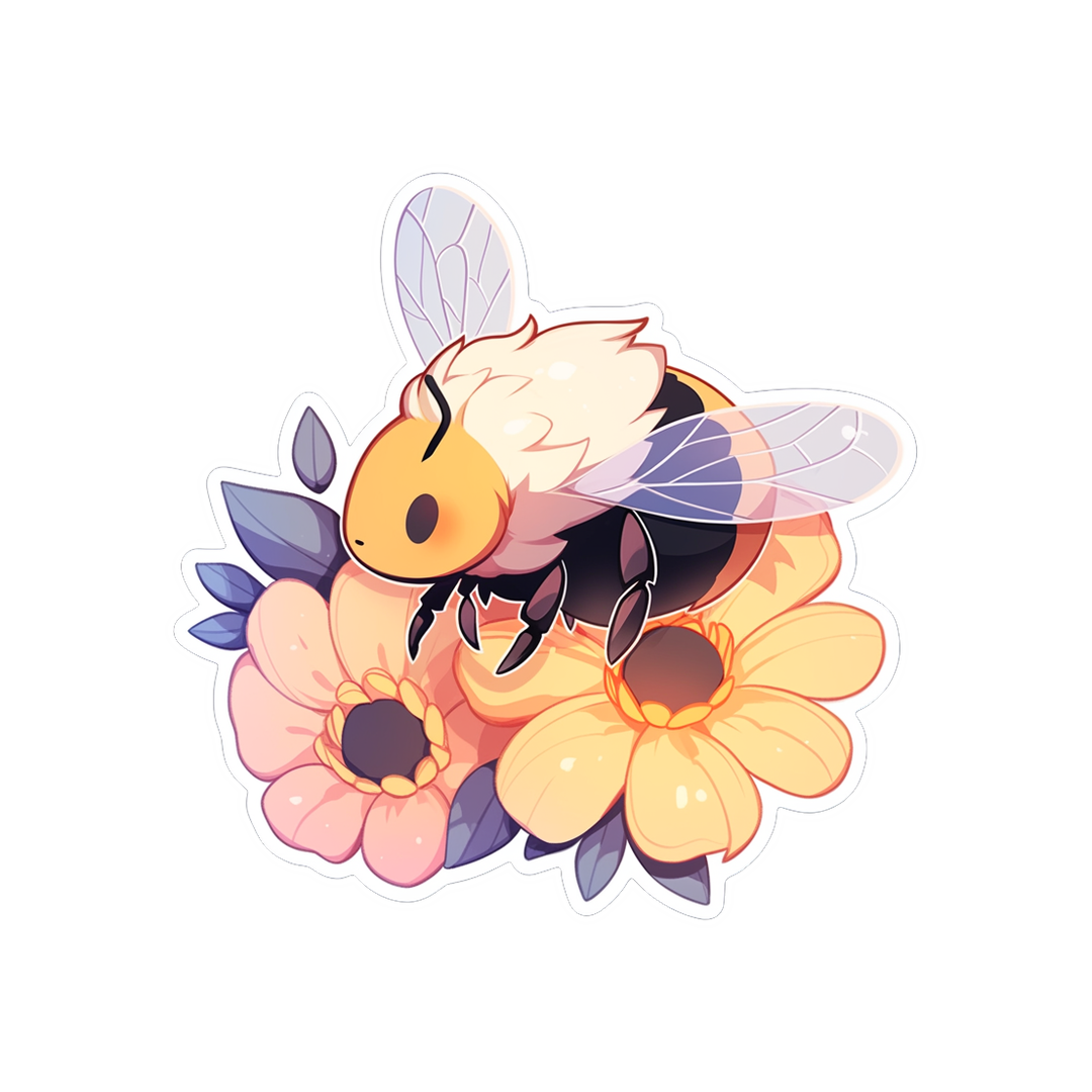 cute bee on a flowers sticker