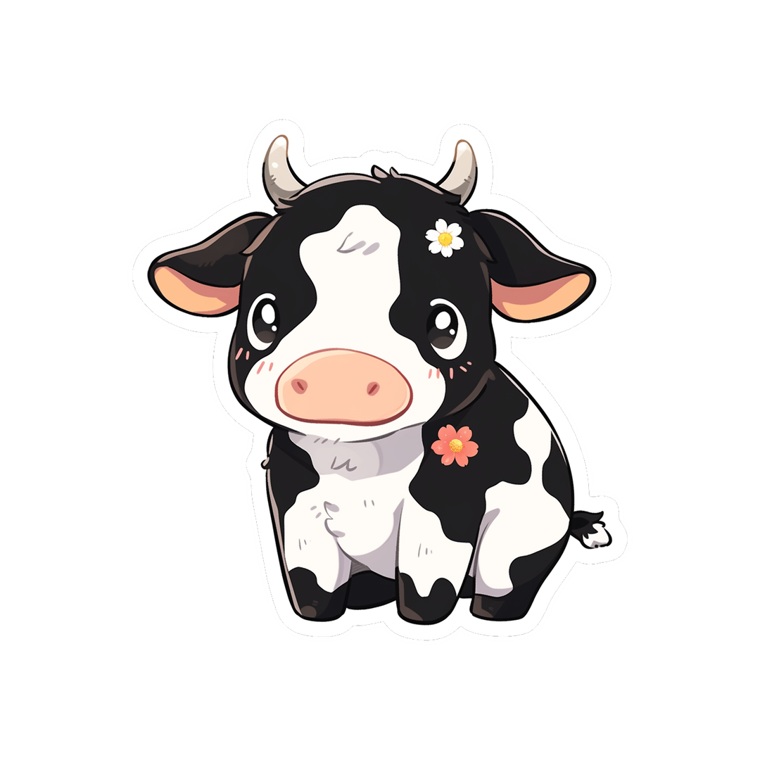 cute black and white cow sticker