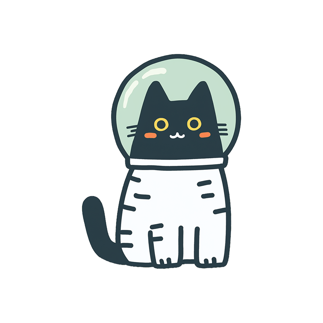 cute black cat astronaut space sticker