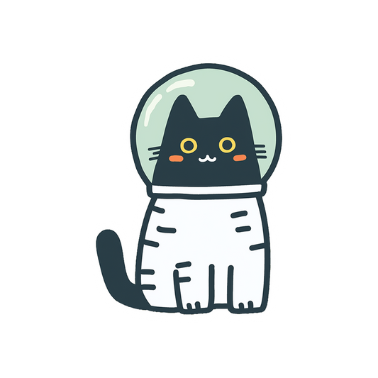 cute black cat astronaut space sticker