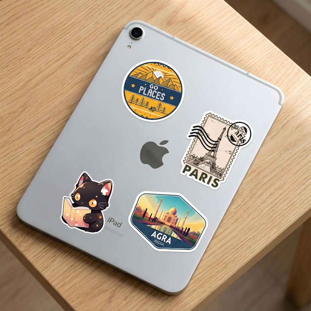cute black cat reading book sticker