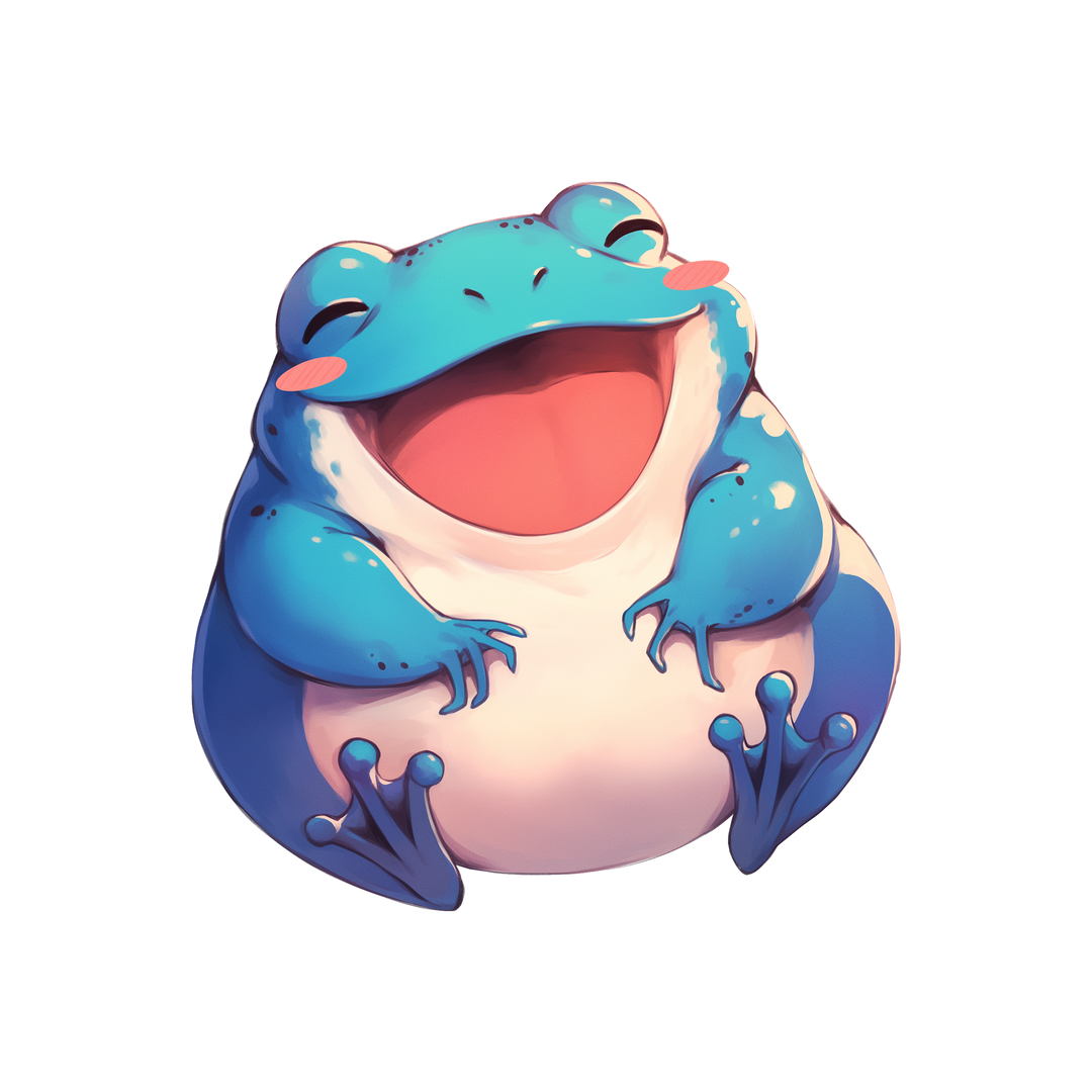 cute blue frog smiling sticker