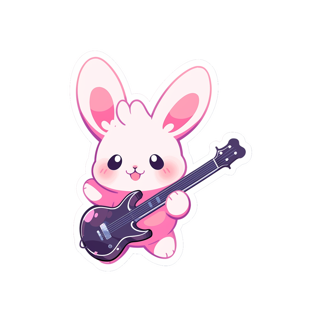 cute bunny with a guitar sticker