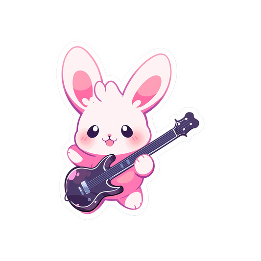 cute bunny with a guitar sticker