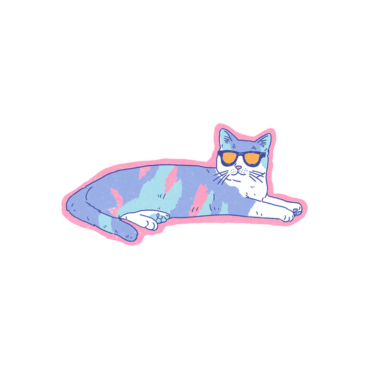 cute cartoon cat pastel sticker