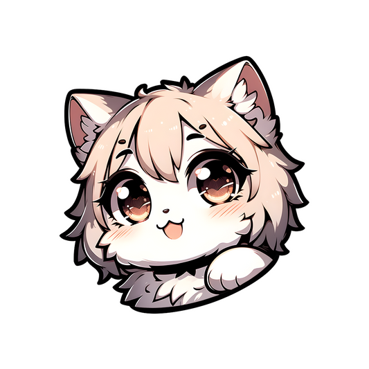 cute cat with hair sticker