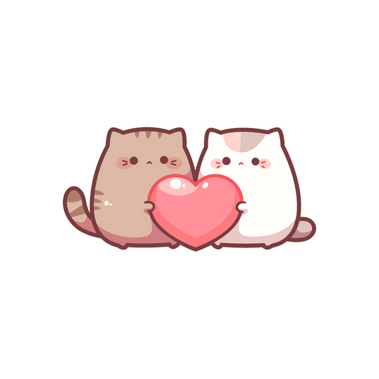 cute cats holding heart sticker