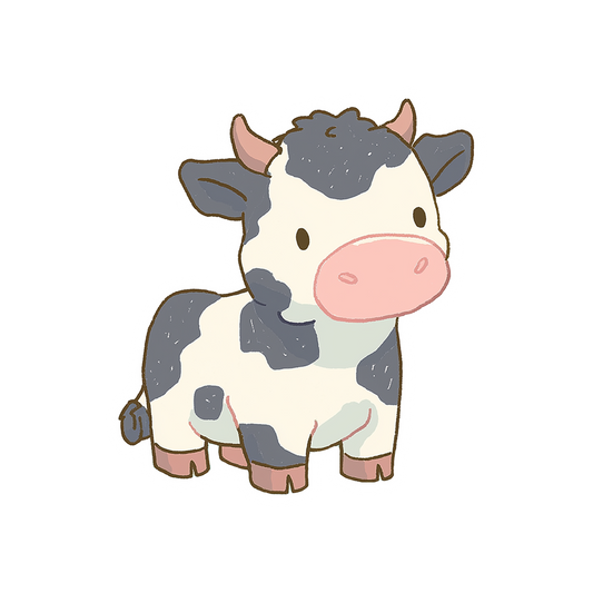cute chibi cow pastel farm animal sticker