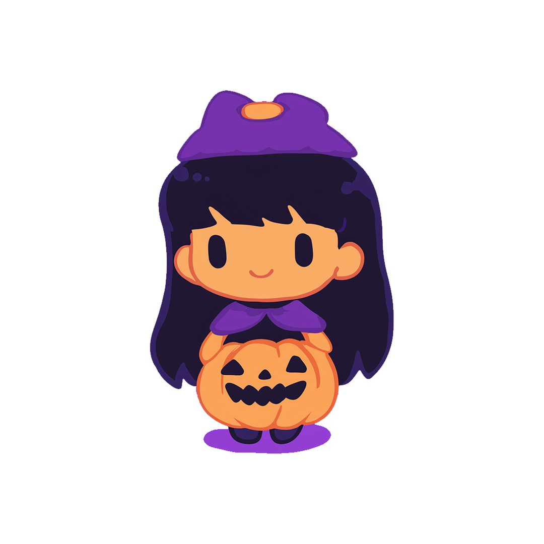 cute chibi girl pumpkin dress sticker