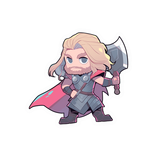 cute chibi thor with stormbreaker sticker