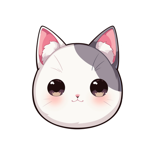 cute chibi white cat head sticker
