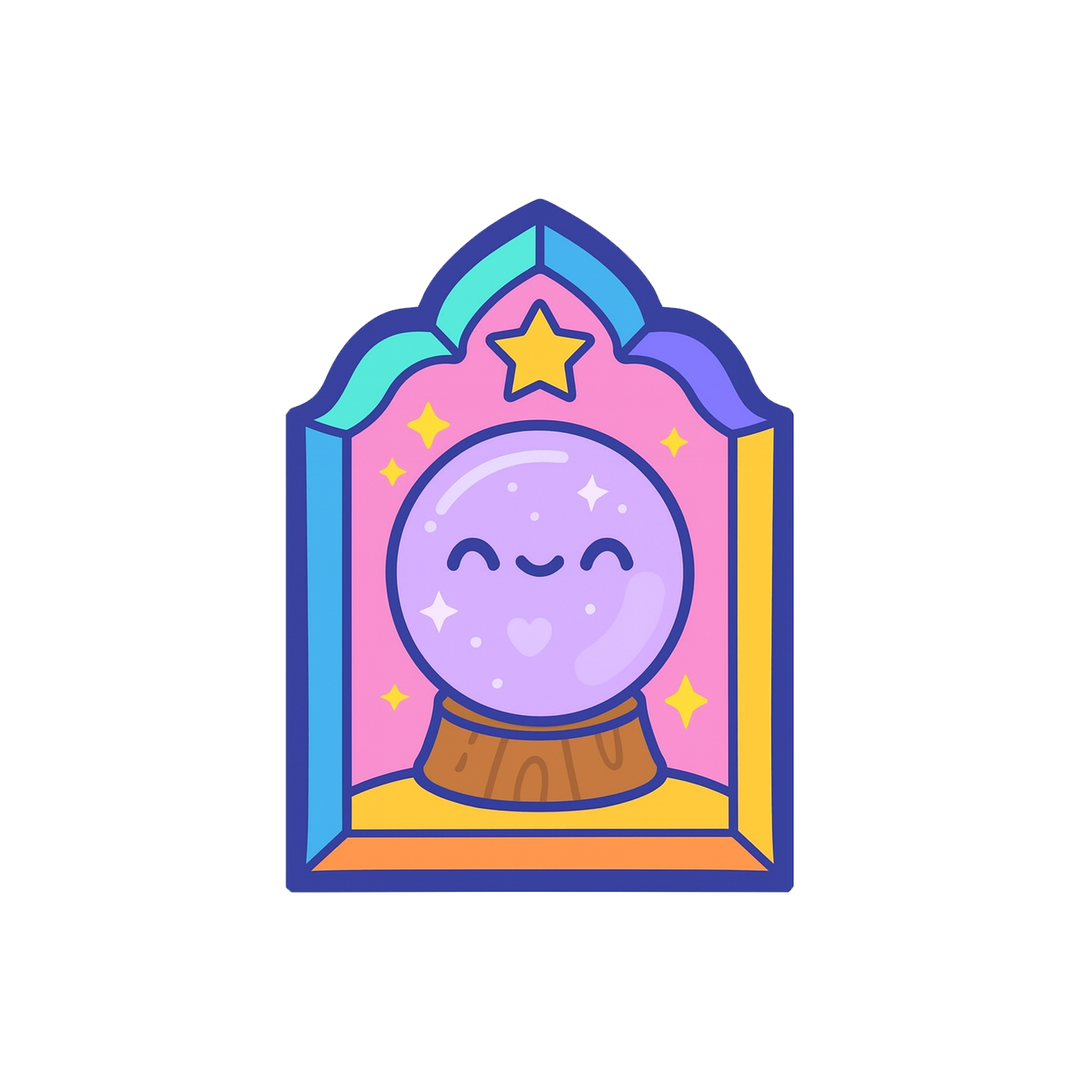 cute crystal ball fortune sticker