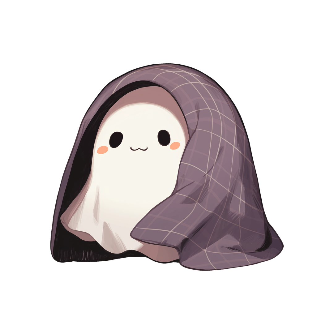 cute ghost under blanket sticker