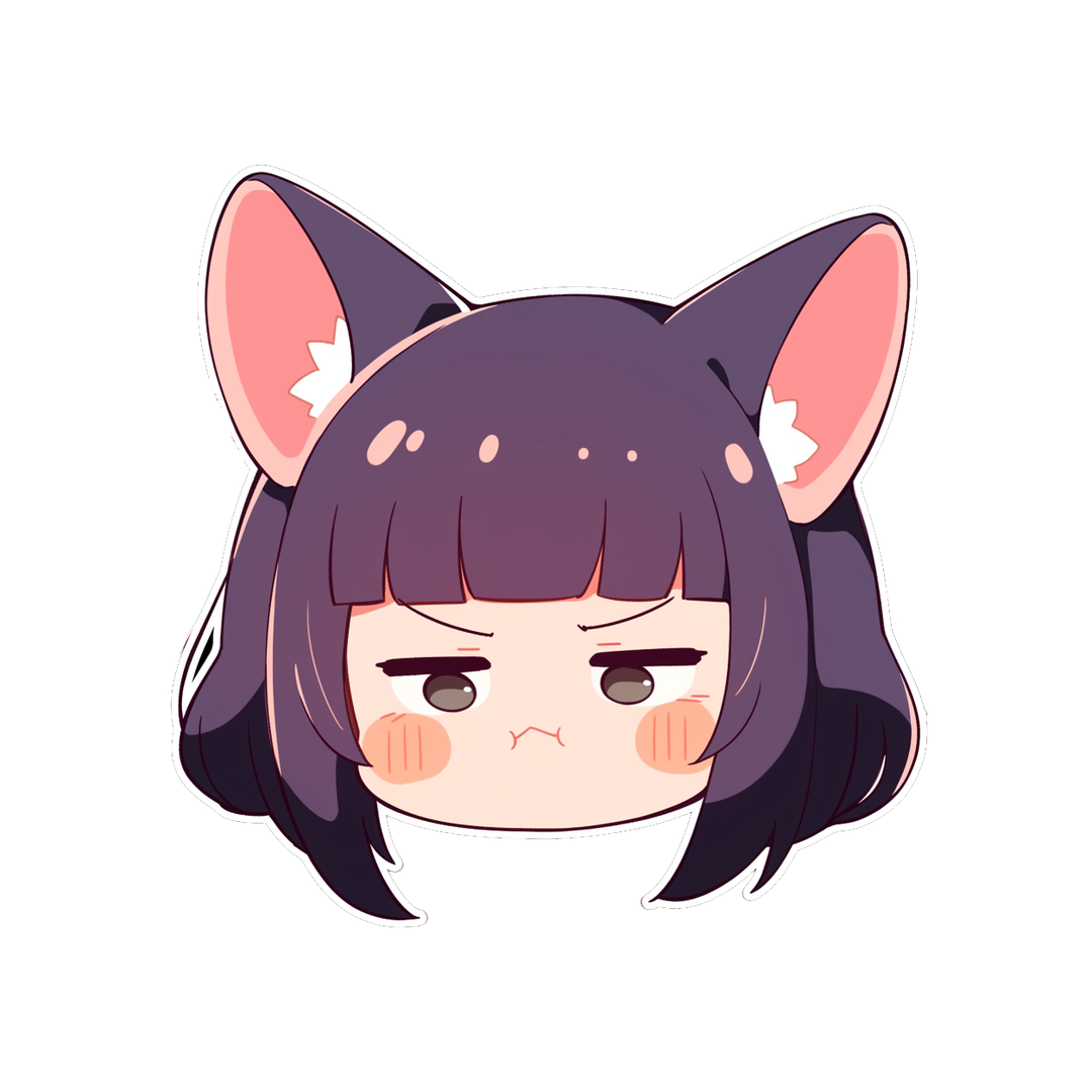 cute girl with cat ears anime sticker
