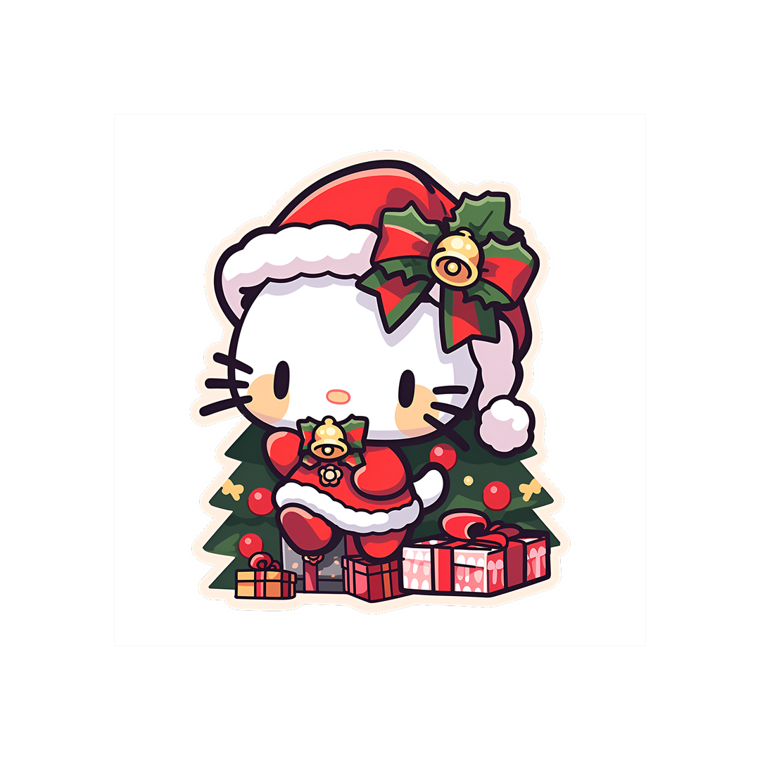 cute hello kitty in santa claus costume sticker