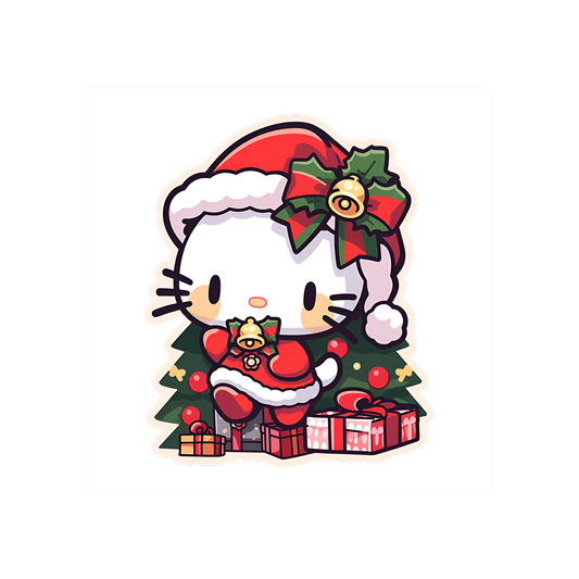 cute hello kitty in santa claus costume sticker