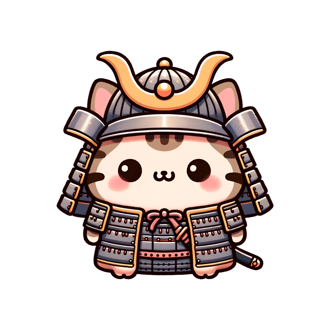 cute samurai cat sticker