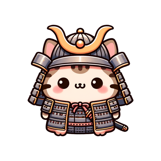 cute samurai cat sticker