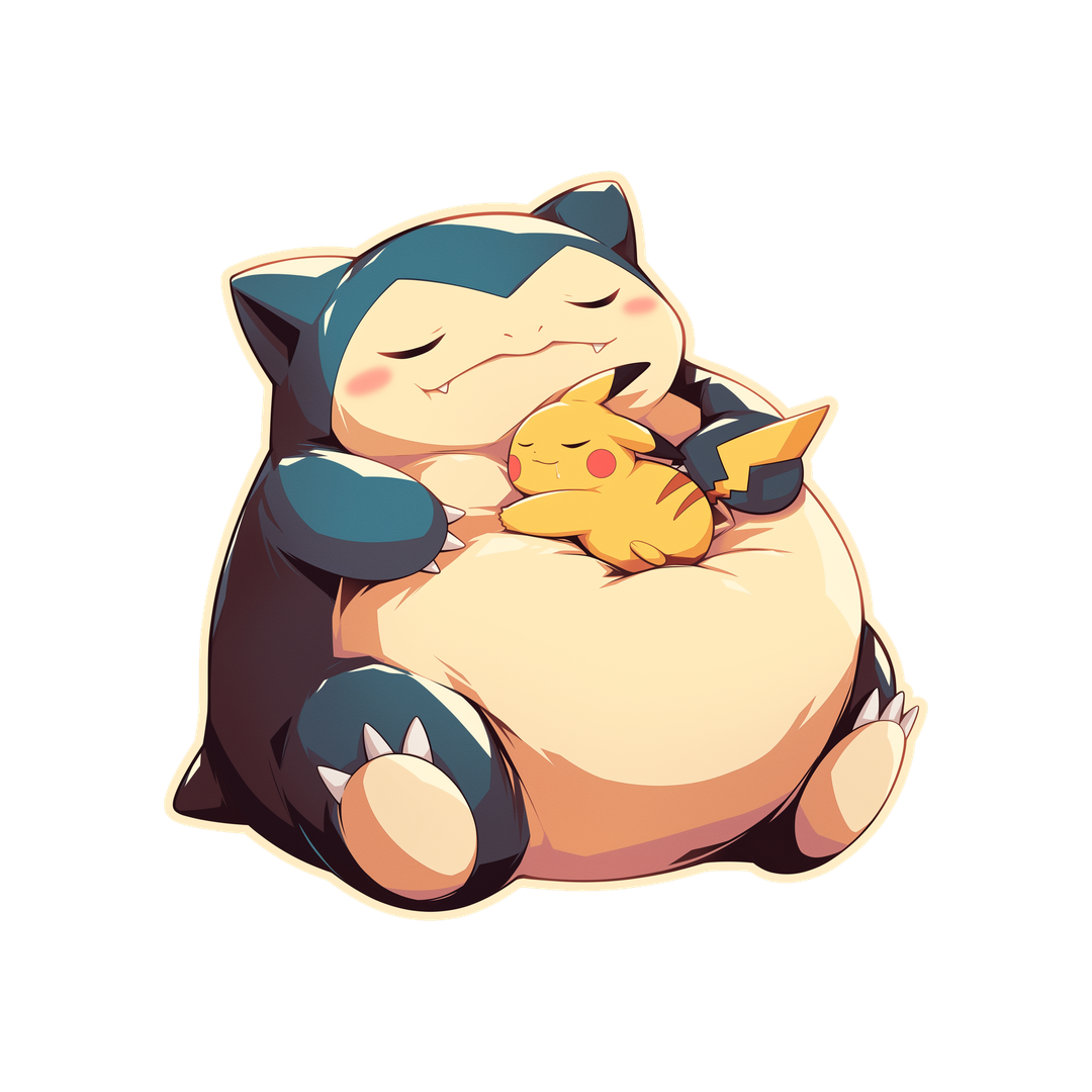 cute snorlax and pikachu sleeping sticker