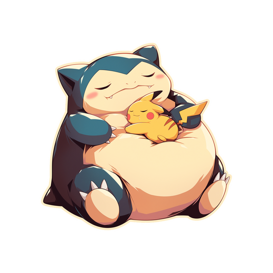 cute snorlax and pikachu sleeping sticker
