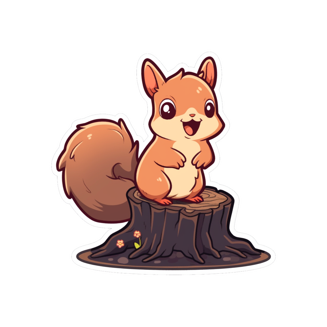 cute squirrel on log sticker