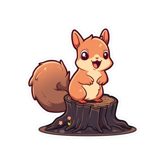 cute squirrel on log sticker
