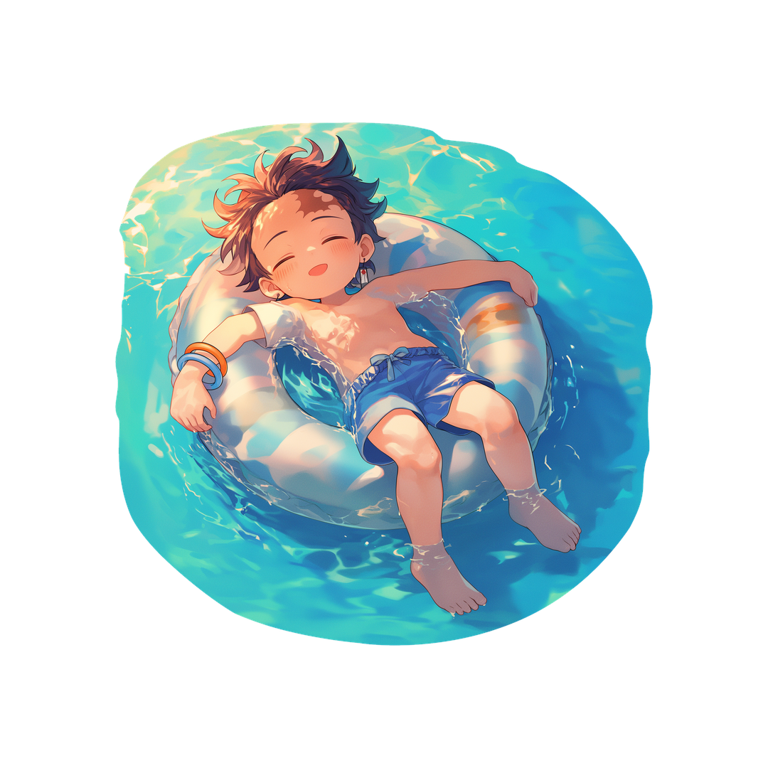 cute tanjiro pool summer vibes sticker