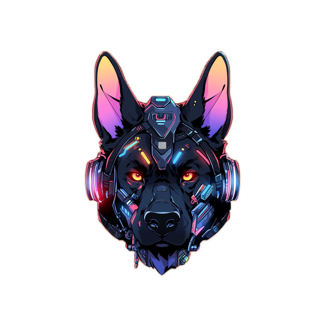 cyberpunk dog head sticker