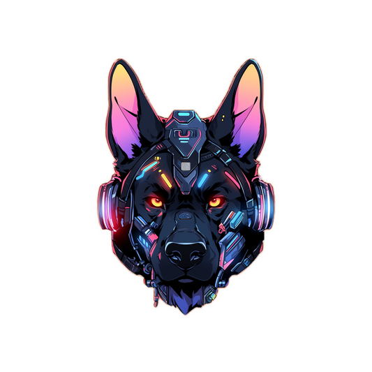 cyberpunk dog head sticker