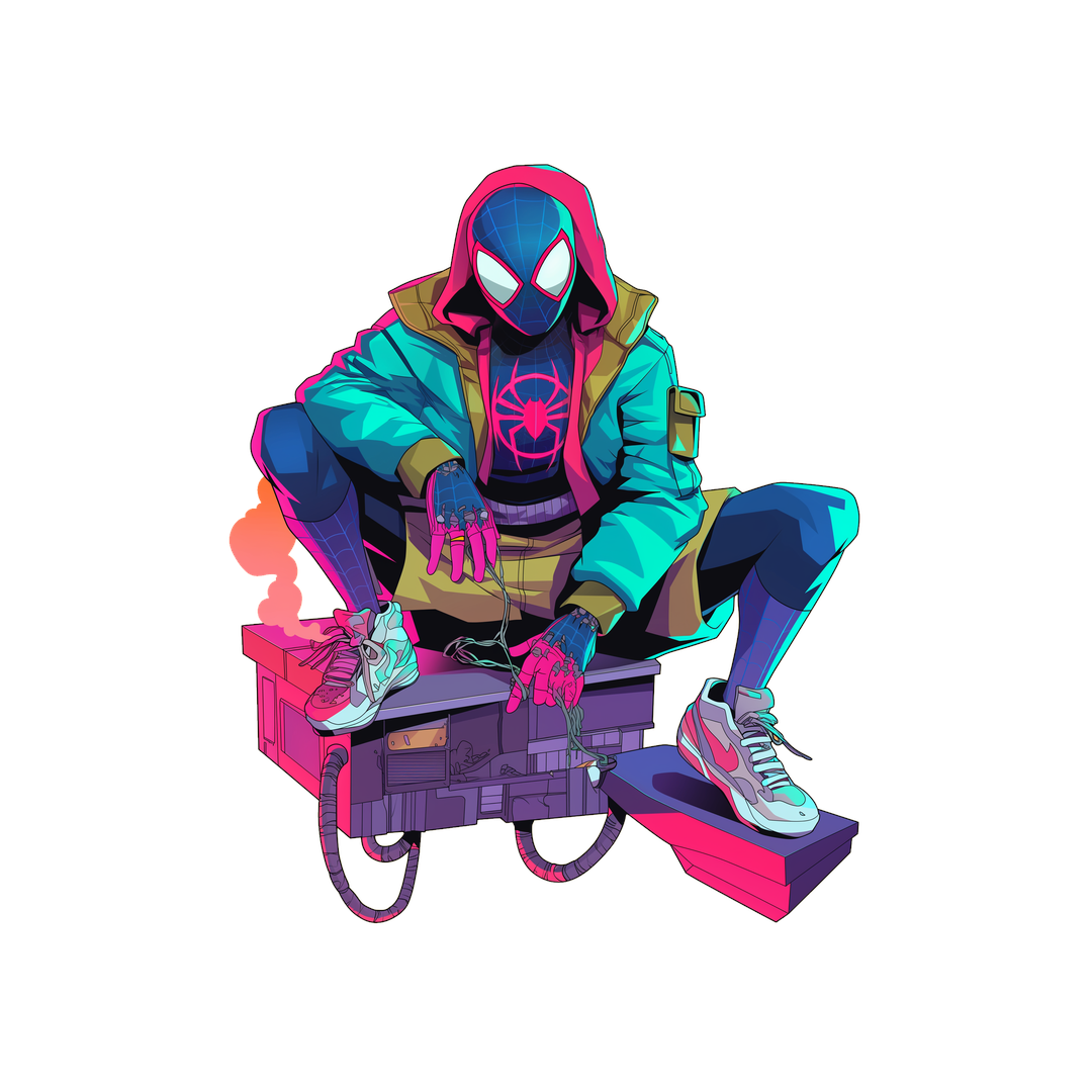 cyberpunk spiderman comic style sticker
