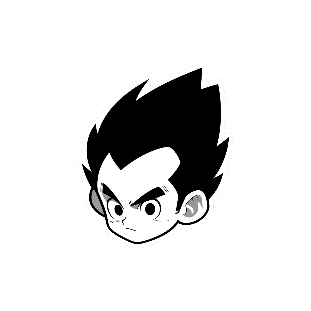 dbz kid vegeta black and white sticker
